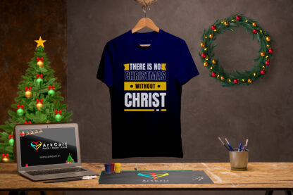 No Christmas without Christ - Navy Unisex T-Shirts - ArkCart Originals - Image 3