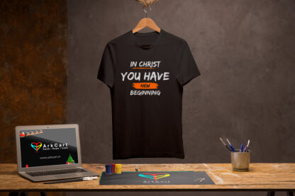 In Christ New Beginning - Black Unisex T-Shirts - ArkCart Originals - Image 3