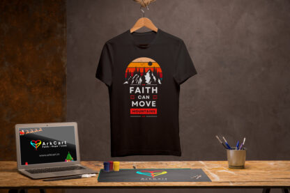 Faith can Move Mountains - Black Unisex T-Shirts - ArkCart Originals - Image 3